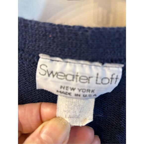Sweater Loft Button Vest New York USA Cat Lover Vintage Caridan - Picture 6 of 10
